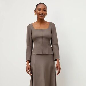 NWT M.M. LaFleur The Sharkskin Dawn Top in Mink, Size 4